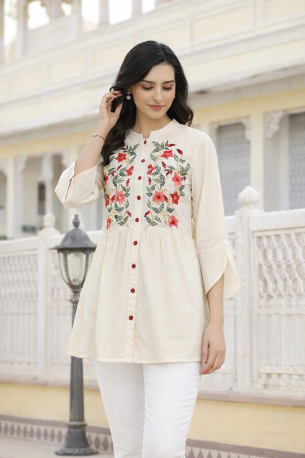 Ivory Floral Embroidered top